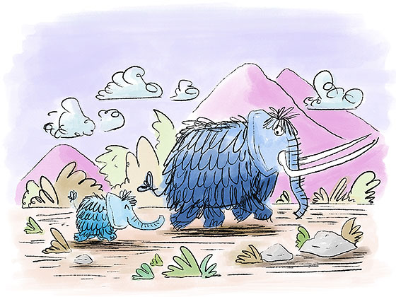 Blue Mammoths - Kids Illustration