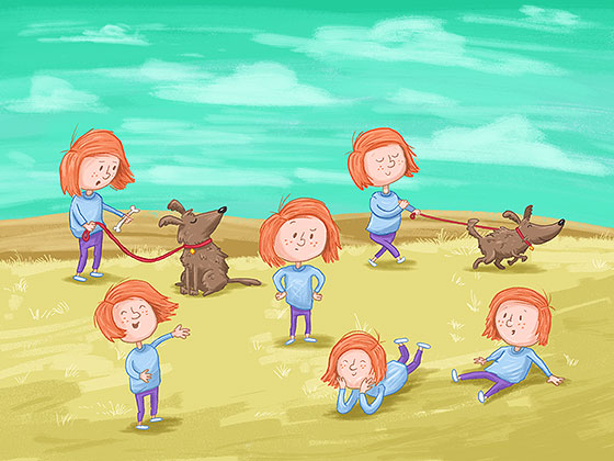 Girl & Dog - Kids Illustration