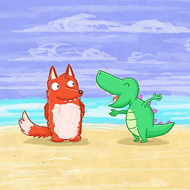 Fox & Dino characters Illustration